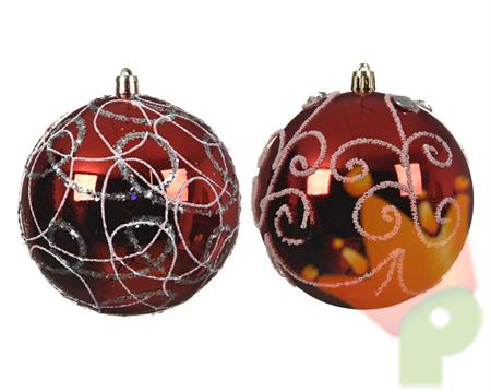 PALLINA DI NATALE ROSSA 2 DECORI ASSORTITI 10 CM