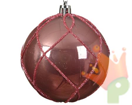 PALLINA DI NATALE ROSA DECORATA 8 CM