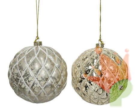 PALLINA DI NATALE ORO DECORO TRAPUNTATO 8 CM