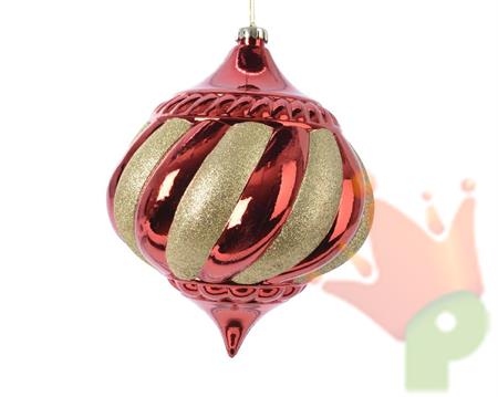 PENDENTI PER ALBERO DI NATALE A CIPOLLA ROSSO-ORO 20X20CM