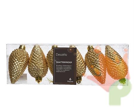 PENDENTI PER ALBERO DI NATALE PIGNA ORO BOX DA 6 PZ