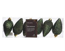 PENDENTI PER ALBERO DI NATALE PIGNA VERDE PINO 8 CM 6PZ