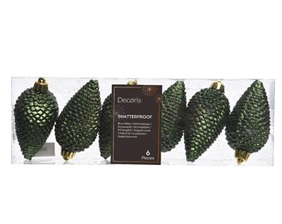 PENDENTI PER ALBERO DI NATALE PIGNA VERDE PINO 8 CM 6PZ