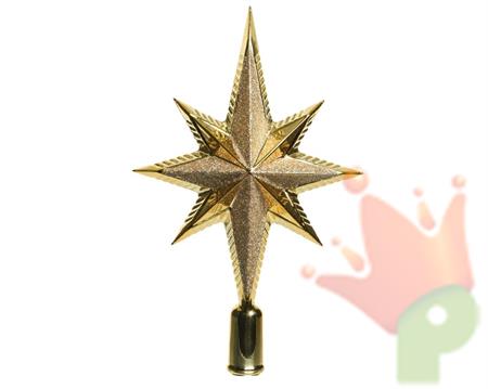 PUNTALE ORO FORMA STELLA 6,5X14,5X25,5CM PER ALBERO DI NATALE