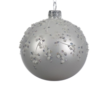 PALLINA DI NATALE BIANCA DECORATA ARGENTO 8 CM