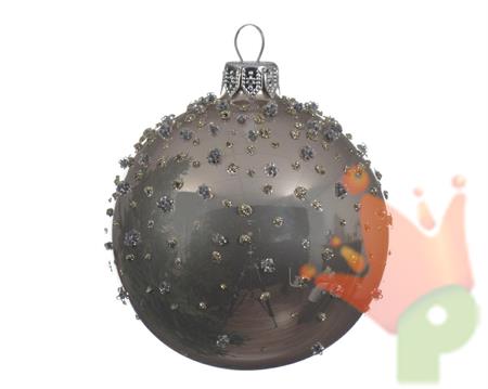 PALLINA DI NATALE LINO DECORI ARGENTO 8 CM