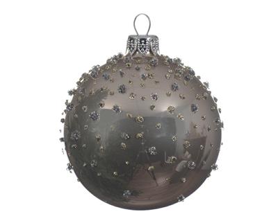 PALLINA DI NATALE LINO DECORI ARGENTO 8 CM