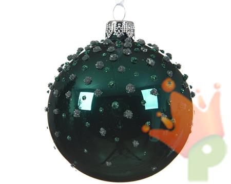PALLINA DI NATALE VERDE DECORATA 8 CM