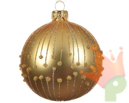 PALLINA DI NATALE ORO DECORATA 8 CM