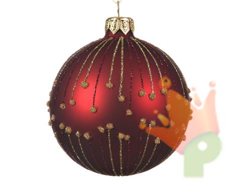 PALLINA DI NATALE ROSSA DECORATA 8 CM