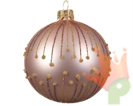 PALLINA DI NATALE ROSA DECORATA 8 CM