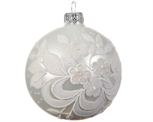 PALLINA DI NATALE BIANCA DECORATA 8 CM