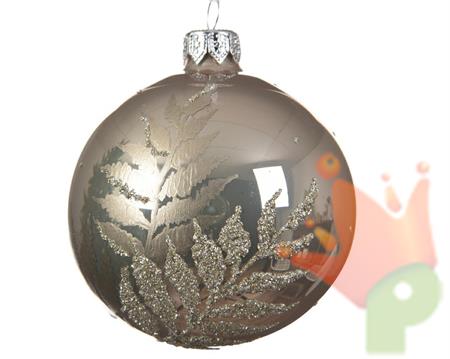 PALLINA DI NATALE LINO DECORI ARGENTO 8 CM
