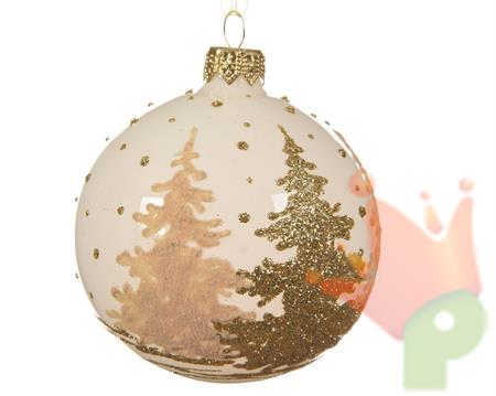 PALLINA DI NATALE BIANCO LANA DECORO ALBERI GLITTER