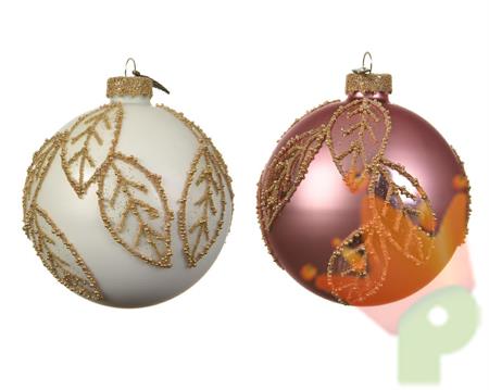 PALLINA DI NATALE DECORATA ROSA ORO 8 CM