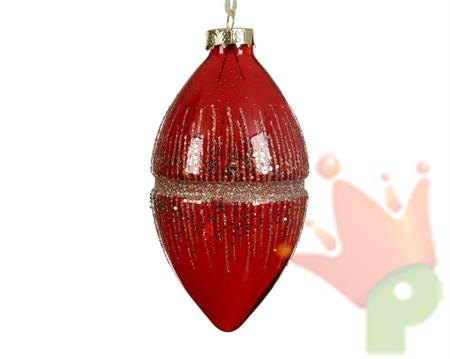 PENDENTE PER ALBERO DI NATALE  ROSSO E ORO 6,5X12CM