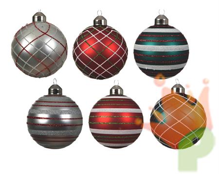 PALLINE NATALIZIE 8CM DEC.ASS ROSSA-VERDE-ARGENTO