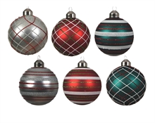 PALLINE NATALIZIE 8CM DEC.ASS ROSSA-VERDE-ARGENTO