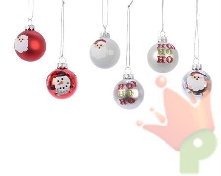 PALLINE DI NATALE ROSSO BIANCO 4,5 CM 6 ASSORTITE