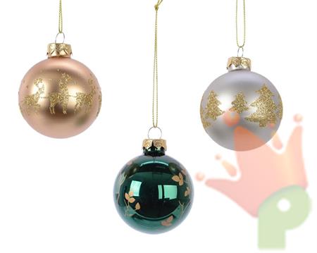 PALLINE DI NATALE VERDE ORO 6 CM 3 ASSORTITE