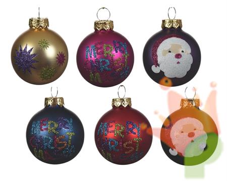 PALLINE DI NATALE MULTICOLOR 4,5CM  6 ASSORTITE
