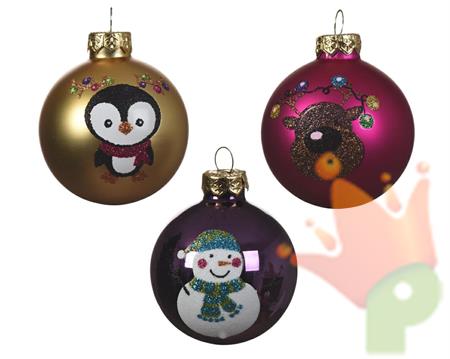 PALLINE DI NATALE MULTICOLOR 6 CM 3 ASSORTITE
