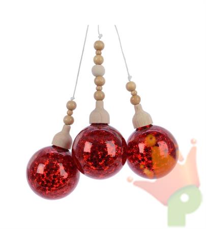 PALLINE DI NATALE A TRE ROSSO 5 CM