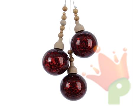 PALLINE DI NATALE A TRE BORDEAUX 5 CM