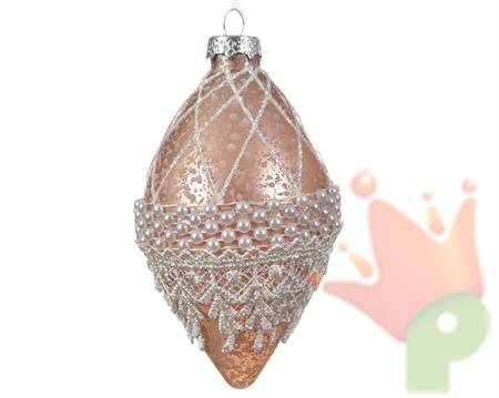 PENDENTE PER ALBERO DI NATALE ROSA ANTICO DECORATA BOX 2PZ