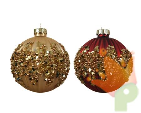 PALLINA DI NATALE ROSSO/ORO DECORATA