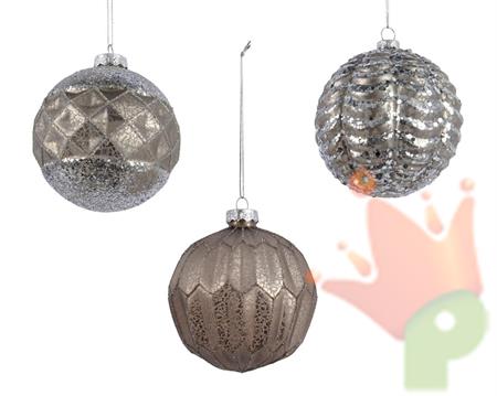 PALLINA DI NATALE CACHEMIRE DECORI ARGENTO 10 CM