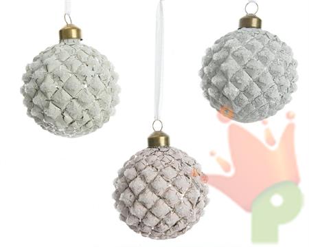 PALLINA DI NATALE DECORATA 3 COLORI ASSORTITI 10 CM