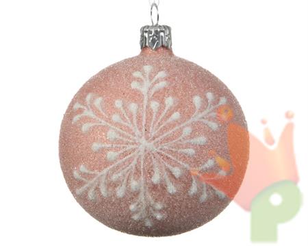 PALLINA DI NATALE ROSA DECORO FIOCCO DI NEVE 8 CM