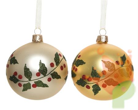 PALLINA DI NATALE ORO CON DECORO 2 ASS
