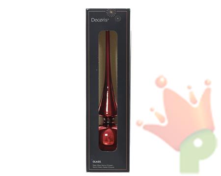 PUNTALE PER ALBERO DI NATALE VETRO 6X26CM ROSSO SCURO