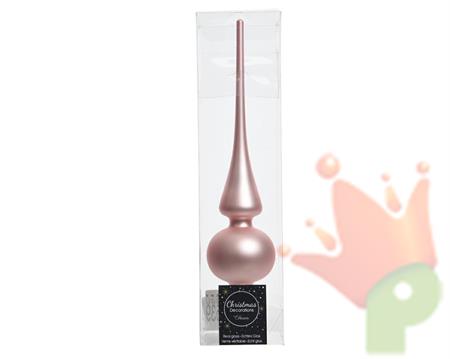 PUNTALE PER ALBERO DI NATALE VETRO 6X26CM ROSA CIPRIA OPACO