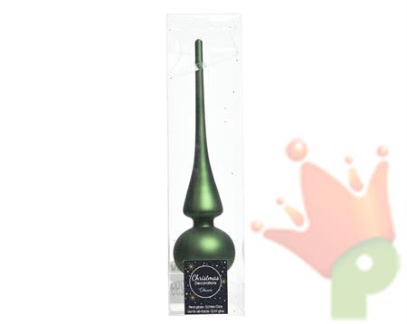 PUNTALE PER ALBERO DI NATALE VETRO 6X26CM VERDE PINO OPACO