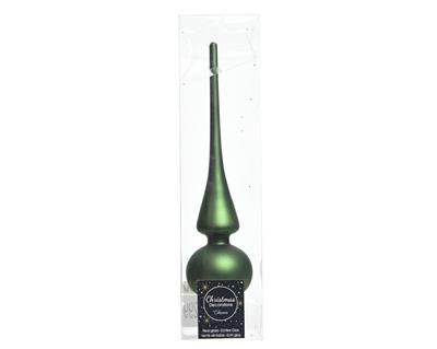 PUNTALE PER ALBERO DI NATALE VETRO 6X26CM VERDE PINO OPACO