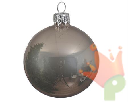 PALLINE DI NATALE LINO NATURALE LUCIDO 8CM CONFEZIONE 6 PZ
