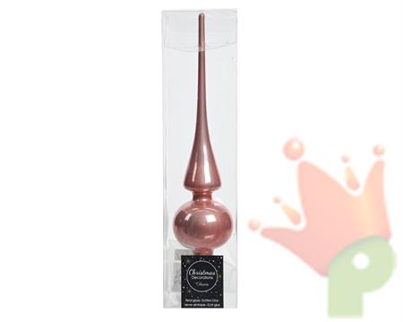 PUNTALE PER ALBERO DI NATALE VETRO 6X26CM ROSA WILD