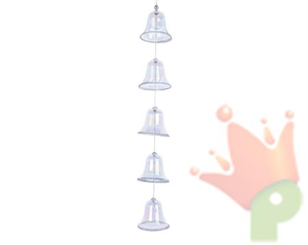 PENDENTI PER ALBERO DI NATALE CAMPANELLE TRASPARENTI 5X30CM