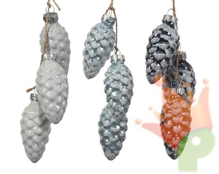 PENDENTI PER ALBERO DI NATALE PIGNE COLORI ASSORTITI