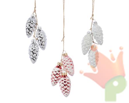 PENDENTI PER ALBERO DI NATALE PIGNE COLORI ASSORTITI