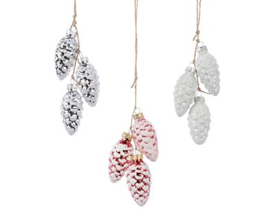 PENDENTI PER ALBERO DI NATALE PIGNE COLORI ASSORTITI
