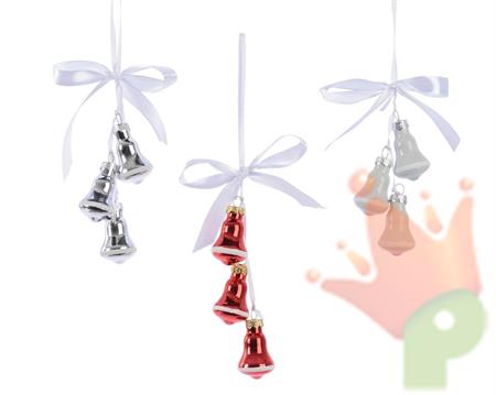 PENDENTI PER ALBERO DI NATALE CAMPANELLE COLORI ASSORTITI