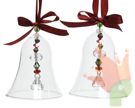 PENDENTE PER ALBERO DI NATALE CAMPANELLA VETRO ROSSO