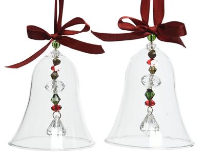 PENDENTE PER ALBERO DI NATALE CAMPANELLA VETRO ROSSO