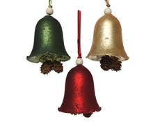 PENDENTE PER ALBERO DI NATALE CAMPANELLA E PIGNA COLORI ASSORT.