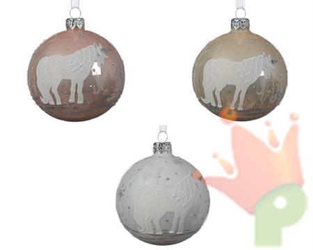 PALLINA DI NATALE DECORO UNICORNO 3 COLORI ASS.