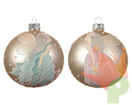 PALLINA DI NATALE PERLA DECORO FATE 2 ASSORTITE 8 CM